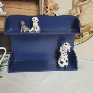 Vintage Blue Wooden Shelf Spices Trinket Hangable